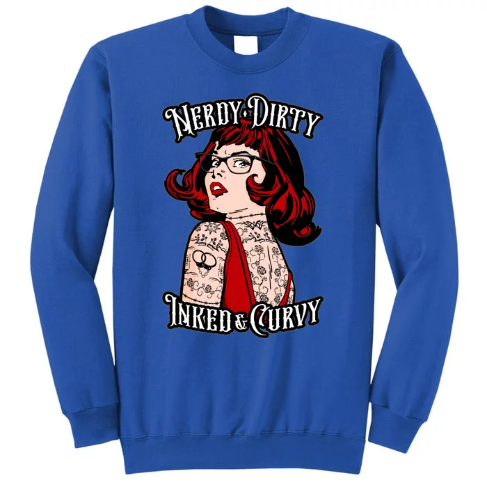 Nerdy Dirty Inked And Curvy Book Lover Tattoo Pop Art Funny Gift Sweatshirt