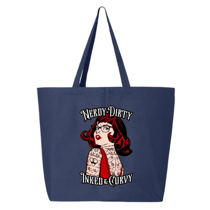 Nerdy Dirty Inked And Curvy Book Lover Tattoo Pop Art Funny Gift 25L Jumbo Tote