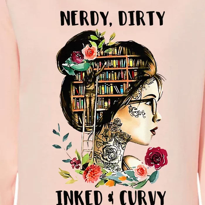 Nerdy Dirty Inked Curvy Girl Tattoo Reading Lover Womens California Wash Sweatshirt