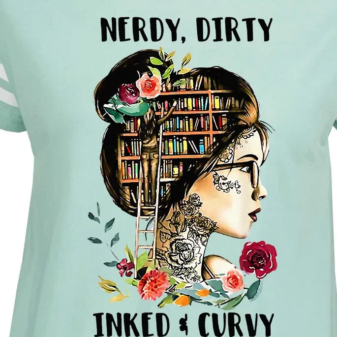 Nerdy Dirty Inked Curvy Girl Tattoo Reading Lover Enza Ladies Jersey Football T-Shirt