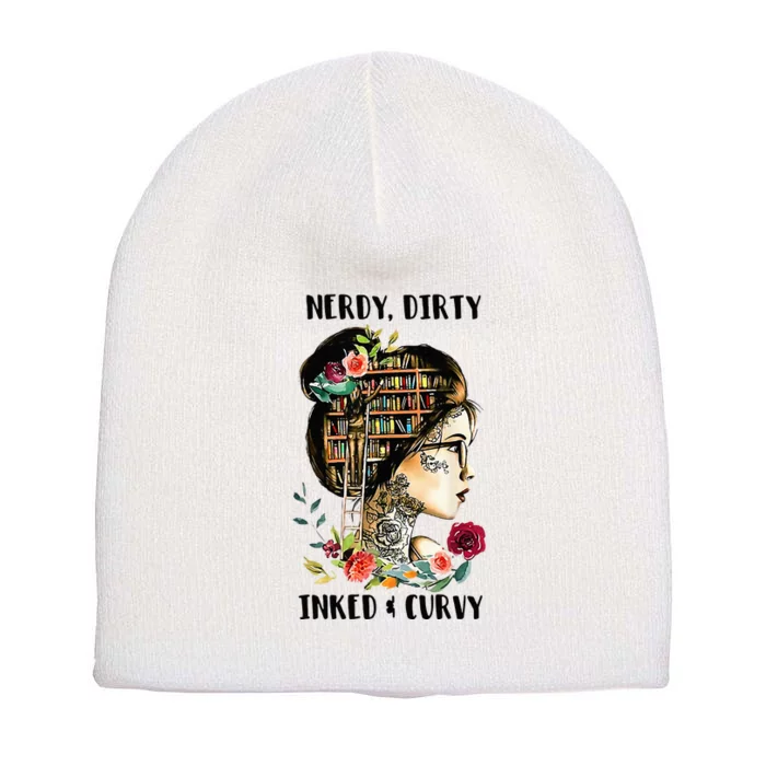 Nerdy Dirty Inked Curvy Girl Tattoo Reading Lover Short Acrylic Beanie