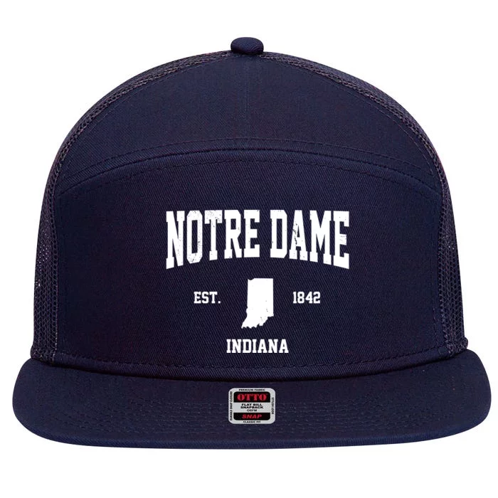 Notre Dame Indiana Est 1842 7 Panel Mesh Trucker Snapback Hat