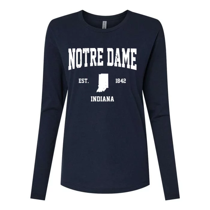 Notre Dame Indiana Est 1842 Womens Cotton Relaxed Long Sleeve T-Shirt