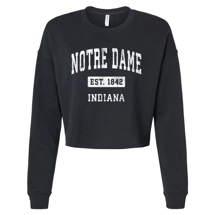 Notre Dame Indiana IN Vintage Athletic Navy Sports Cropped Pullover Crew