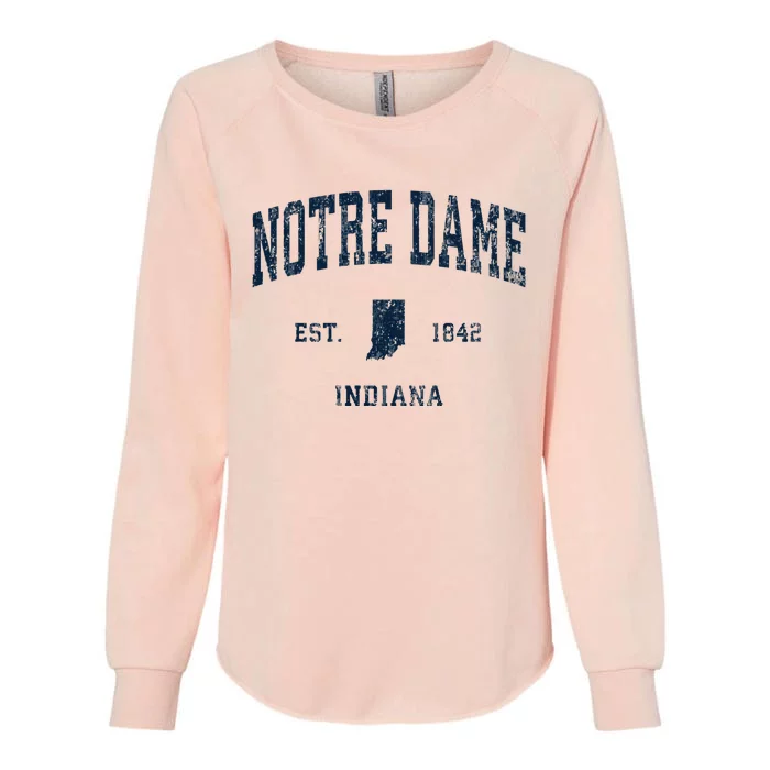 Notre Dame Indiana IN Vintage Athletic Navy Sports Design Womens California Wash Sweatshirt