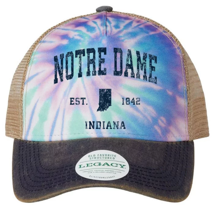 Notre Dame Indiana IN Vintage Athletic Navy Sports Design Legacy Tie Dye Trucker Hat