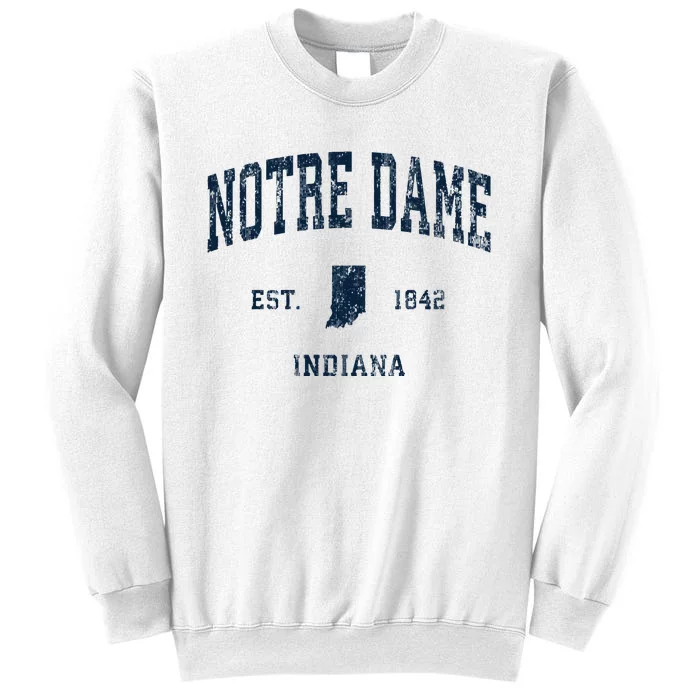 Notre Dame Indiana IN Vintage Athletic Navy Sports Design Sweatshirt