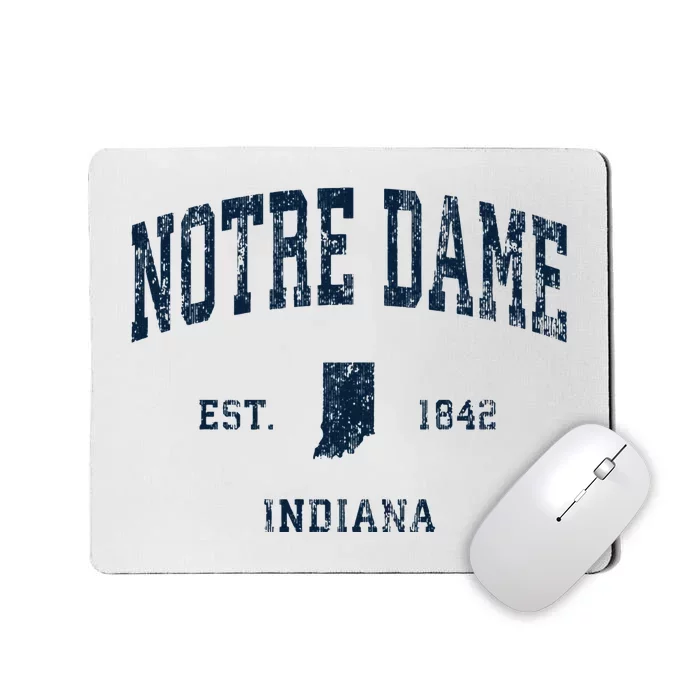 Notre Dame Indiana IN Vintage Athletic Navy Sports Design Mousepad