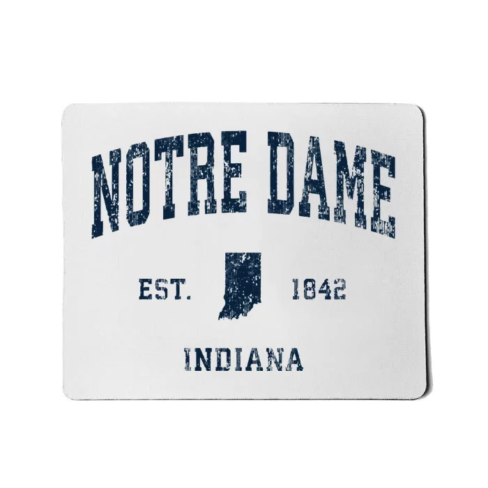 Notre Dame Indiana IN Vintage Athletic Navy Sports Design Mousepad