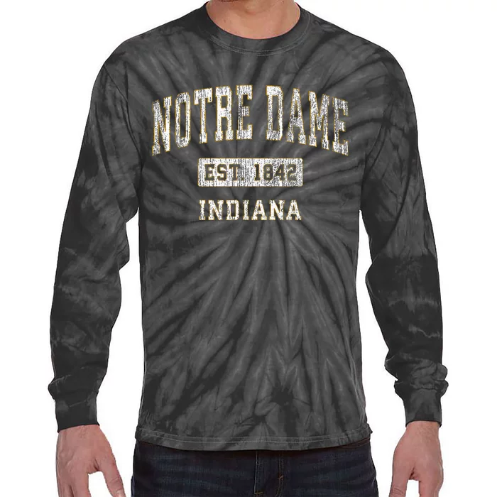 N....O.T.R.E D.A.M.E Indiana In Vintage Athletic Sports Tie-Dye Long Sleeve Shirt