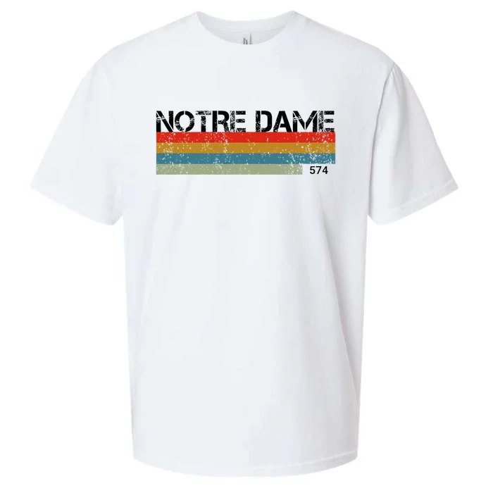 N.O.T.R.E D.A.M.E Indiana Area Code 574 Retro Stripes Sueded Cloud Jersey T-Shirt