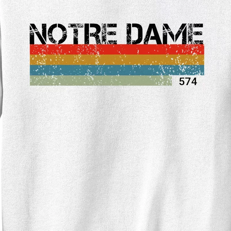 N.O.T.R.E D.A.M.E Indiana Area Code 574 Retro Stripes Sweatshirt