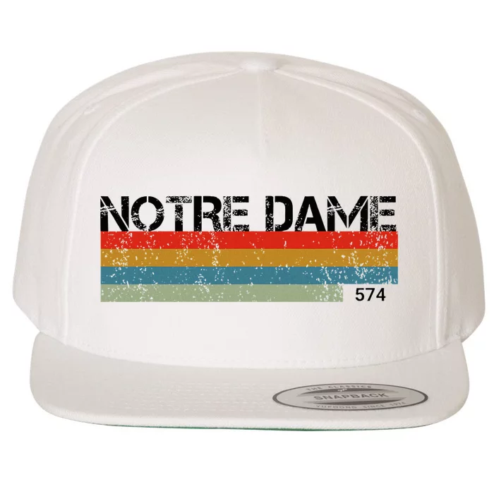 N.O.T.R.E D.A.M.E Indiana Area Code 574 Retro Stripes Wool Snapback Cap