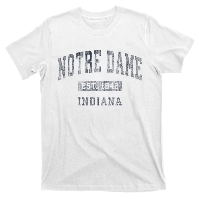 N.O.T.R.E D.A.M.E Indiana In Vintage Athletic Sports Design T-Shirt