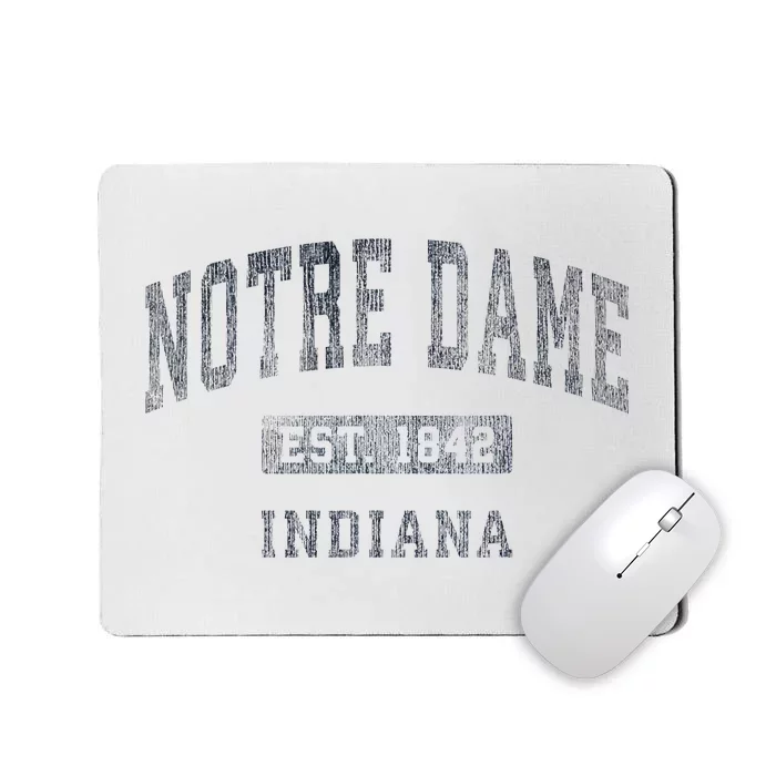 N.O.T.R.E D.A.M.E Indiana In Vintage Athletic Sports Design Mousepad