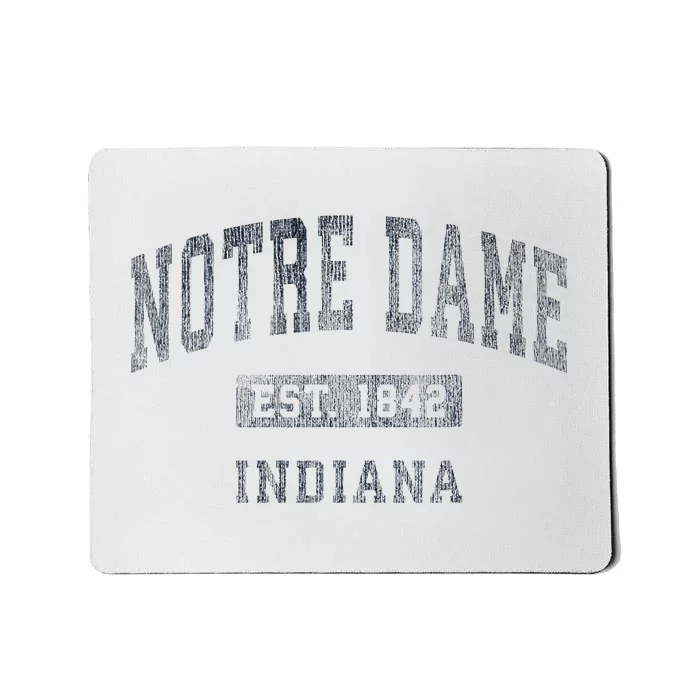 N.O.T.R.E D.A.M.E Indiana In Vintage Athletic Sports Design Mousepad