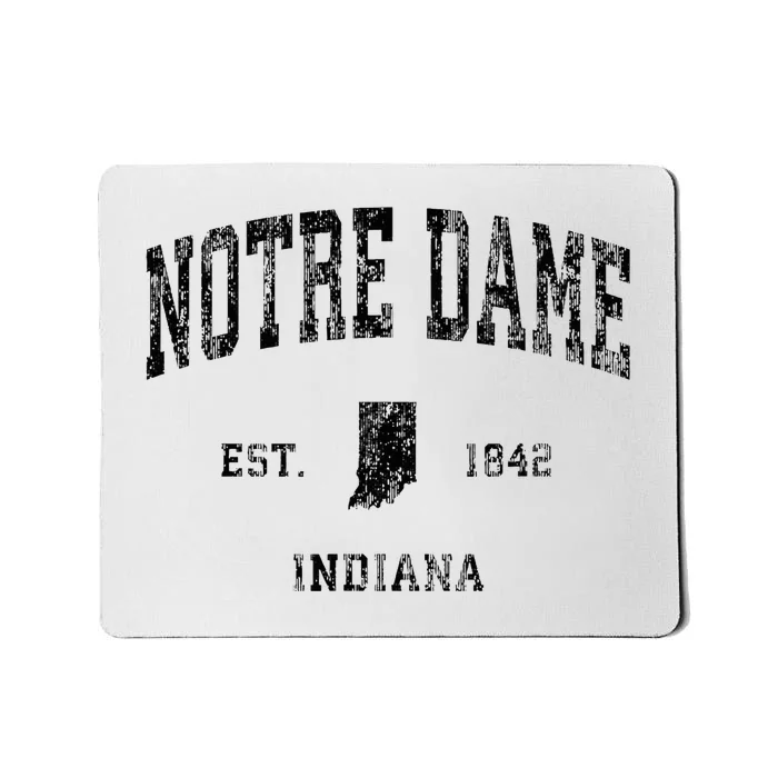 N.O.T.R.E D.A.M.E Indiana In Vintage Athletic Black Sports Design Mousepad