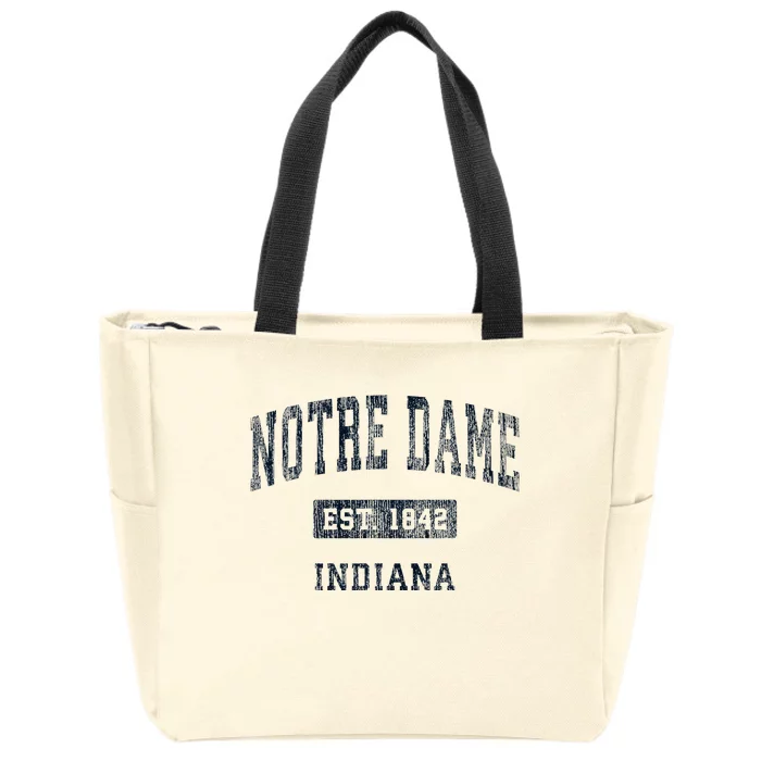 N.O.T.R.E D.A.M.E Indiana In Vintage Athletic Sports Design Zip Tote Bag