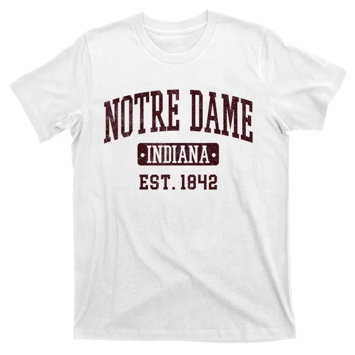 N.O.T.R.E D.A.M.E Indiana In Vintage Athletic Varsity Sports Design T-Shirt