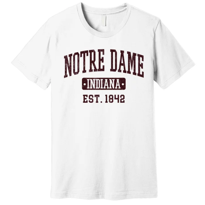 N.O.T.R.E D.A.M.E Indiana In Vintage Athletic Varsity Sports Design Premium T-Shirt