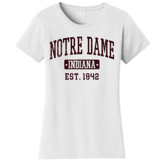 N.O.T.R.E D.A.M.E Indiana In Vintage Athletic Varsity Sports Design Women's T-Shirt