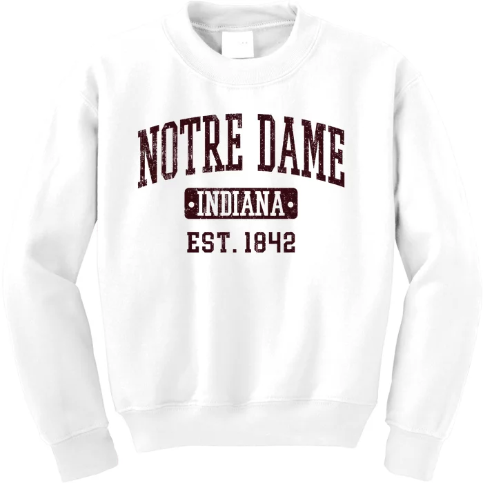 N.O.T.R.E D.A.M.E Indiana In Vintage Athletic Varsity Sports Design Kids Sweatshirt