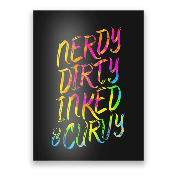 Nerdy Dirty Inked & Curvy Tattoo Woman Nerd Poster