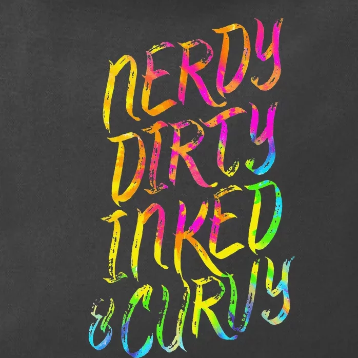 Nerdy Dirty Inked & Curvy Tattoo Woman Nerd Zip Tote Bag