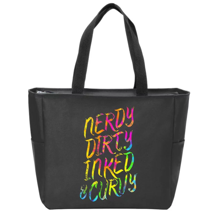 Nerdy Dirty Inked & Curvy Tattoo Woman Nerd Zip Tote Bag