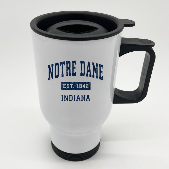 N.O.T.R.E Dame Indiana In Vintage Athletic Sports Front & Back Stainless Steel Travel Mug