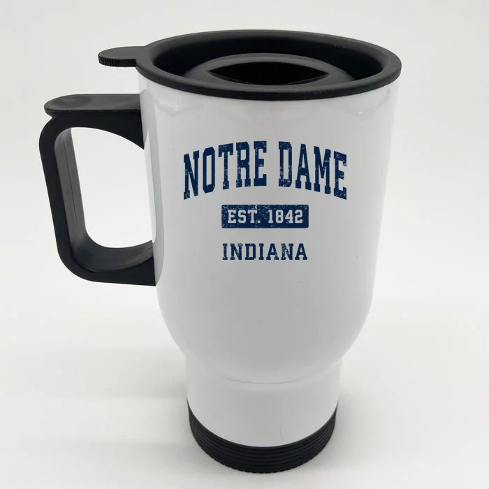 N.O.T.R.E Dame Indiana In Vintage Athletic Sports Front & Back Stainless Steel Travel Mug