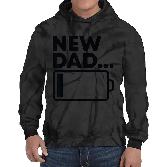 New Dad Low Battery Funny Father's Day Tie Dye Hoodie