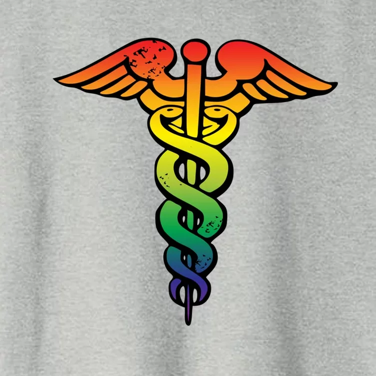 Nurses Doctors Lgbtq Rainbow Caduceus Symbol Cute Gift Women's Crop Top Tee