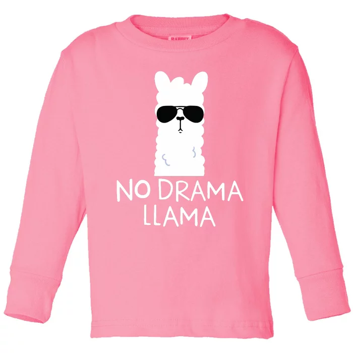 No Drama Llama Alpaca With Sunglasses Llama Lovers Gift Toddler Long Sleeve Shirt