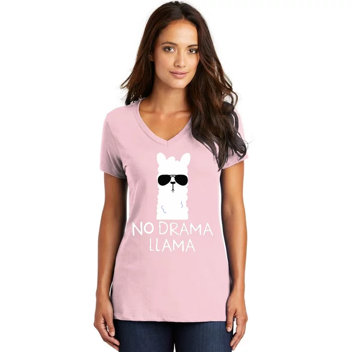 No Drama Llama Alpaca With Sunglasses Llama Lovers Gift Women's V-Neck T-Shirt