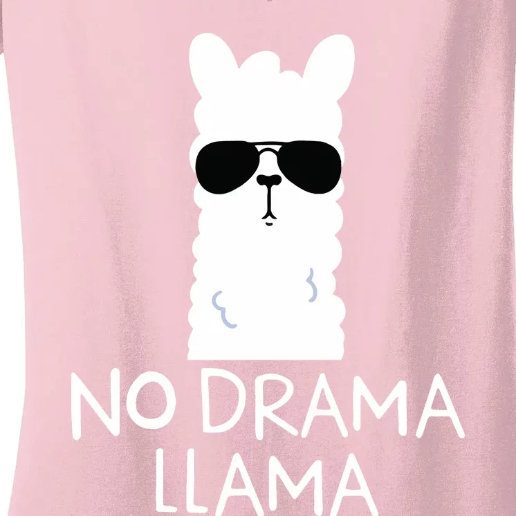 No Drama Llama Alpaca With Sunglasses Llama Lovers Gift Women's V-Neck T-Shirt