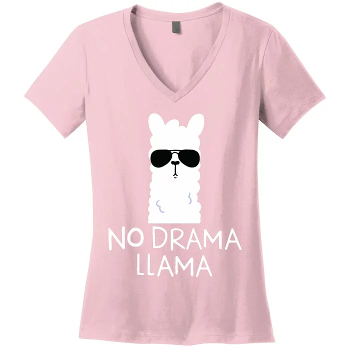 No Drama Llama Alpaca With Sunglasses Llama Lovers Gift Women's V-Neck T-Shirt