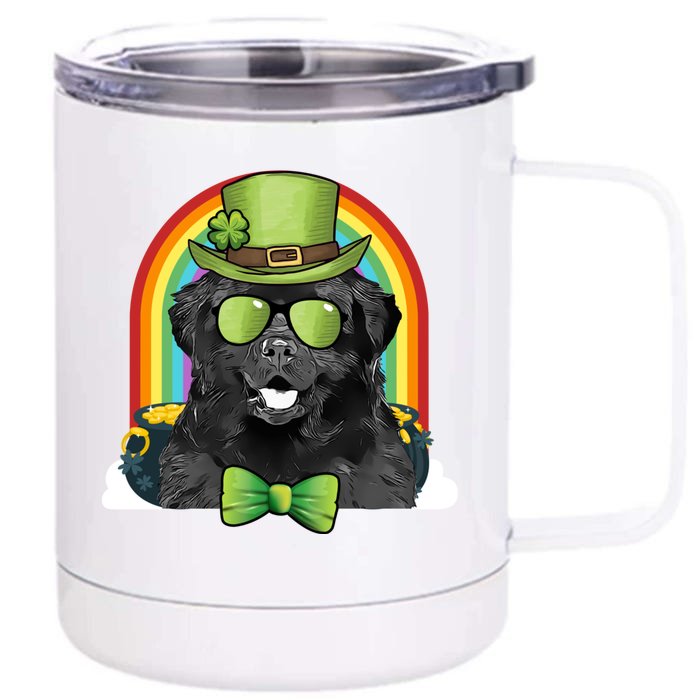 Newfoundland Dog Leprechaun Funny St Patricks Day Gift Front & Back 12oz Stainless Steel Tumbler Cup