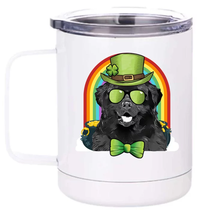 Newfoundland Dog Leprechaun Funny St Patricks Day Gift Front & Back 12oz Stainless Steel Tumbler Cup