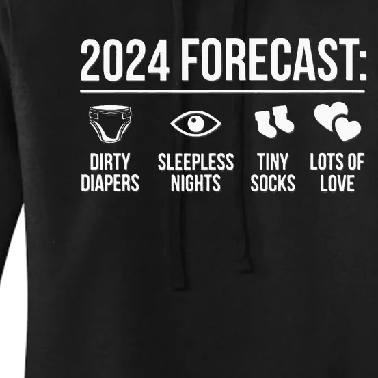 New Dad Mom 2024 Baby Arrival Forecast Exepting Women's Pullover Hoodie