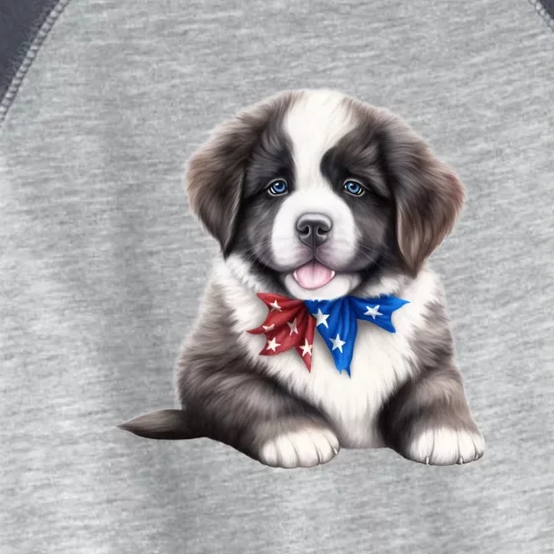 Newfoundland Dog Newfie Puppy USA Flag American Dogs 4th Of July Toddler Fine Jersey T-Shirt