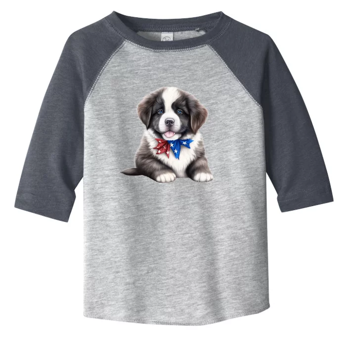 Newfoundland Dog Newfie Puppy USA Flag American Dogs 4th Of July Toddler Fine Jersey T-Shirt