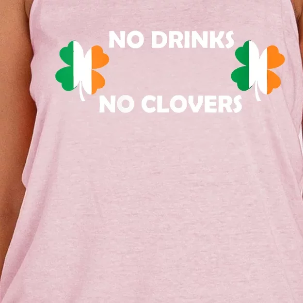 No Drinks No Clovers St Patricks Irish Busty Flirt Women's Knotted Racerback Tank