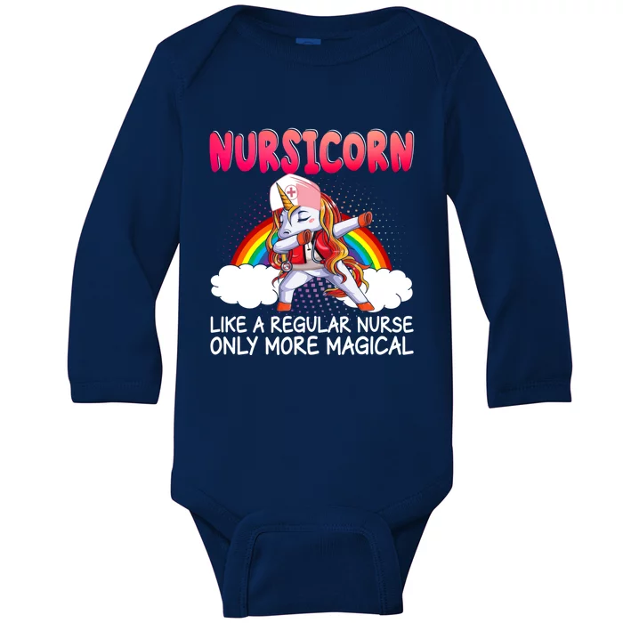 Nursicorn Definition Only More Magical Funny Nurse Unicorn Funny Gift Baby Long Sleeve Bodysuit