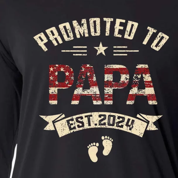 New Dad Promoted to Papa est.2024 Cooling Performance Long Sleeve Crew