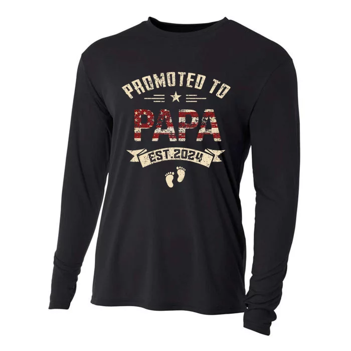 New Dad Promoted to Papa est.2024 Cooling Performance Long Sleeve Crew