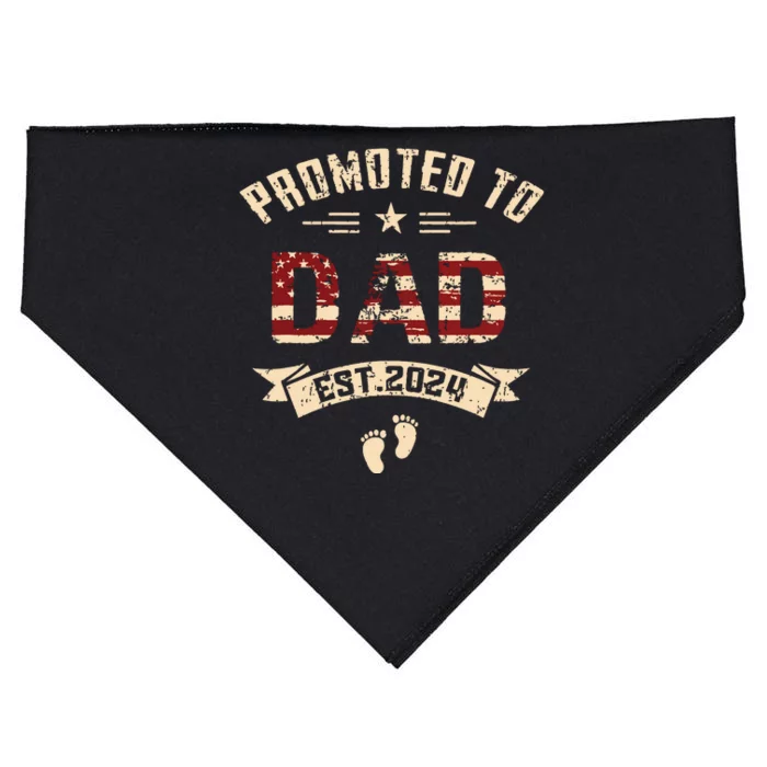 New Dad Promoted To Dad Est2024 USA-Made Doggie Bandana