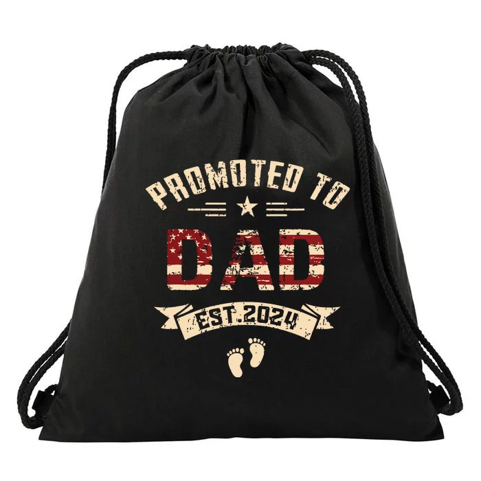 New Dad Promoted To Dad Est2024 Drawstring Bag