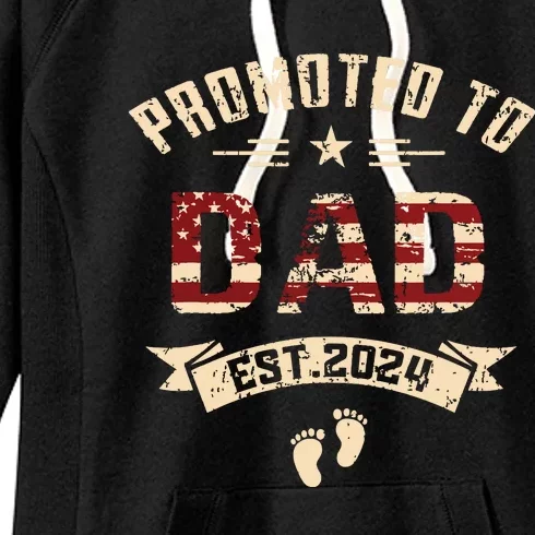 New Dad Promoted To Dad Est2024 Women's Fleece Hoodie