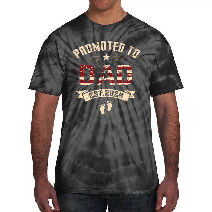 New Dad Promoted To Dad Est2024 Tie-Dye T-Shirt